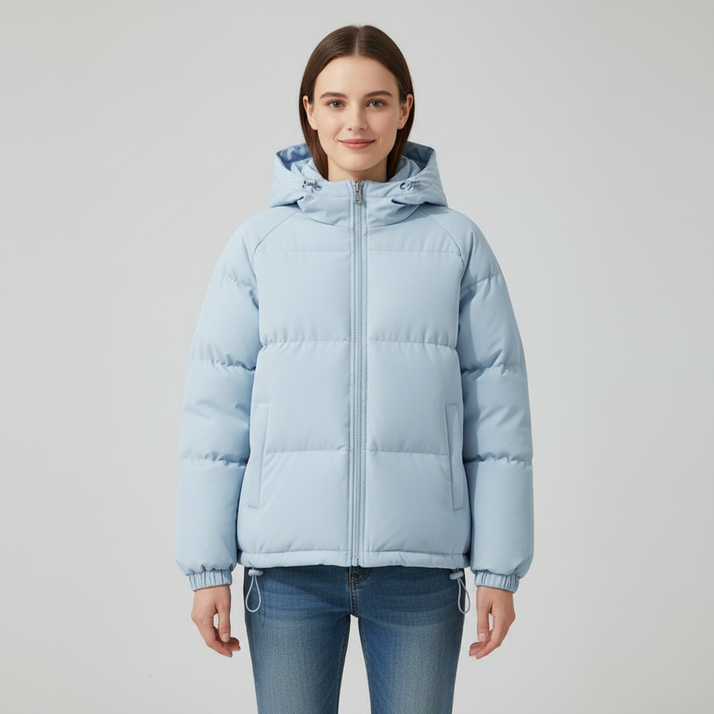 Damen Steppjacke mit Kapuze und durchgehendem Reißverschluss - J&B - 2 - Atelier-Zofia