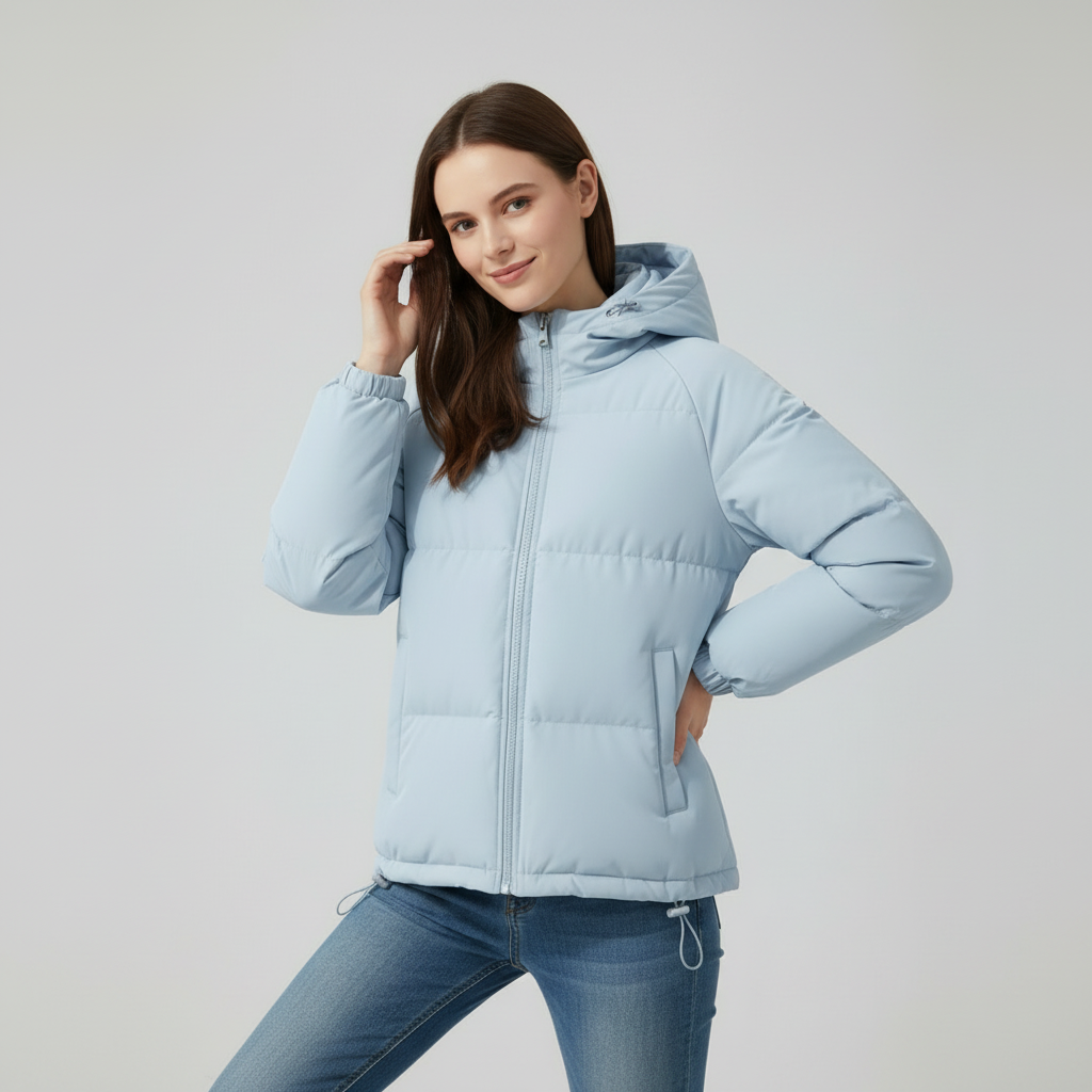 Damen Steppjacke mit Kapuze und durchgehendem Reißverschluss - J&B - 5 - Atelier-Zofia
