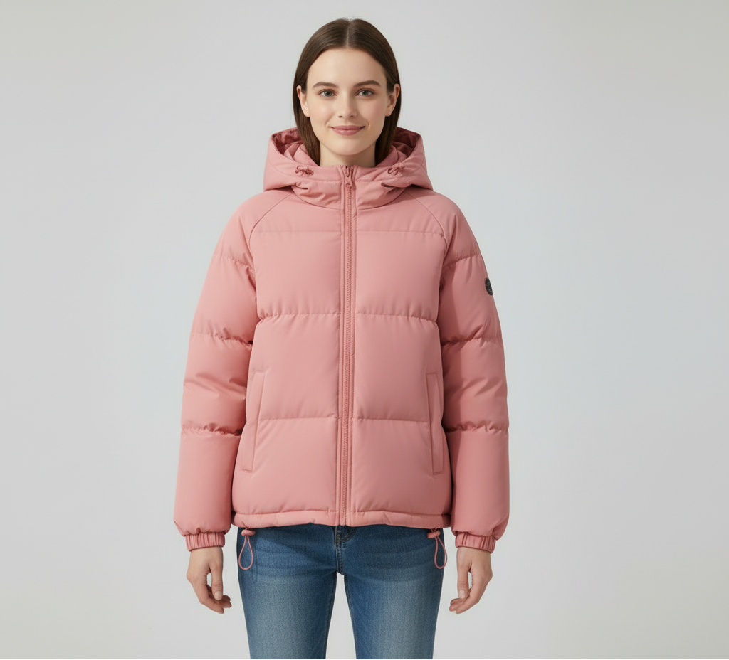Damen Steppjacke mit Kapuze und durchgehendem Reißverschluss - J&B - 7 - Atelier-Zofia