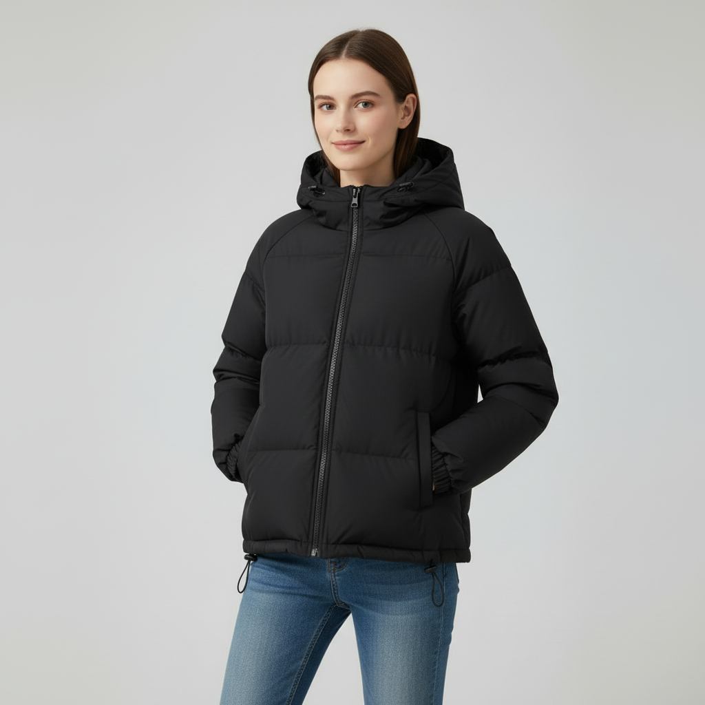 Damen Steppjacke mit Kapuze und durchgehendem Reißverschluss - J&B - 11 - Atelier-Zofia