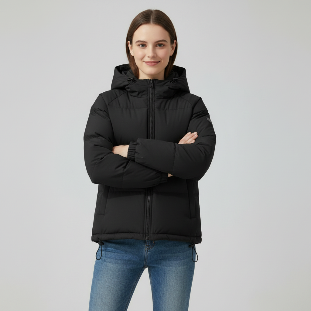 Damen Steppjacke mit Kapuze und durchgehendem Reißverschluss - J&B - 13 - Atelier-Zofia