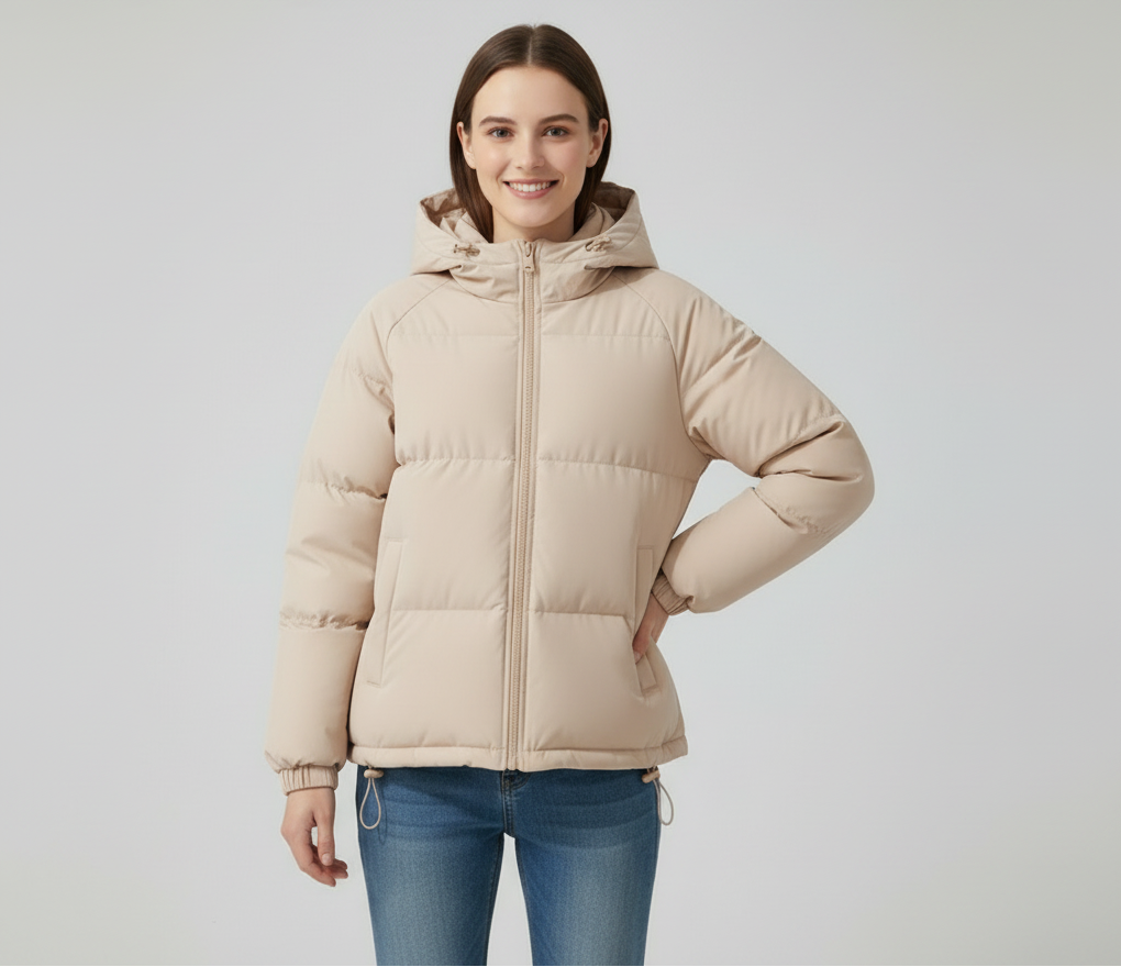 Damen Steppjacke mit Kapuze und durchgehendem Reißverschluss - J&B - 16 - Atelier-Zofia