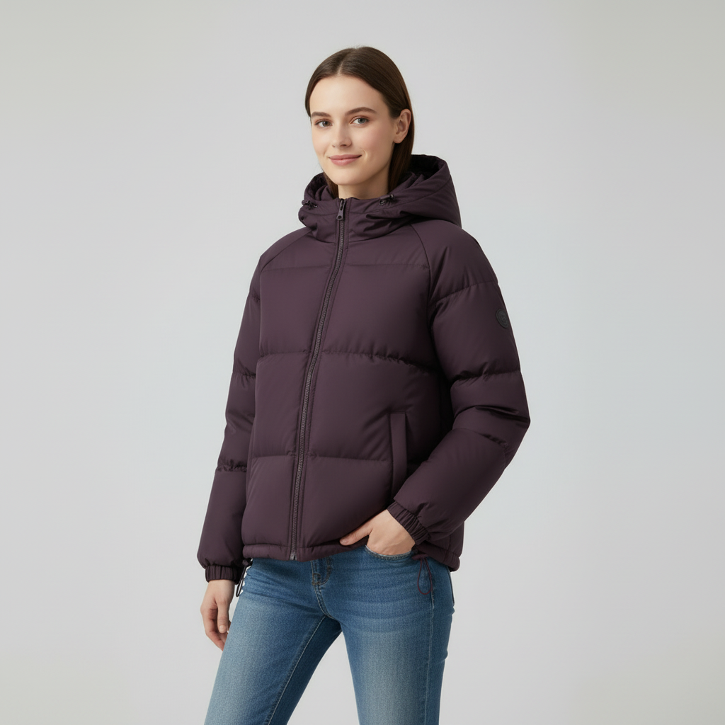 Damen Steppjacke mit Kapuze und durchgehendem Reißverschluss - J&B - 17 - Atelier-Zofia