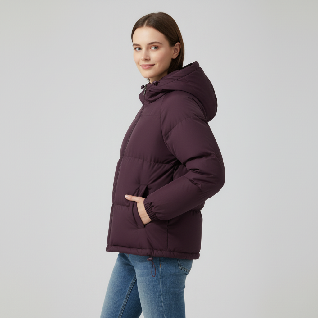 Damen Steppjacke mit Kapuze und durchgehendem Reißverschluss - J&B - 19 - Atelier-Zofia