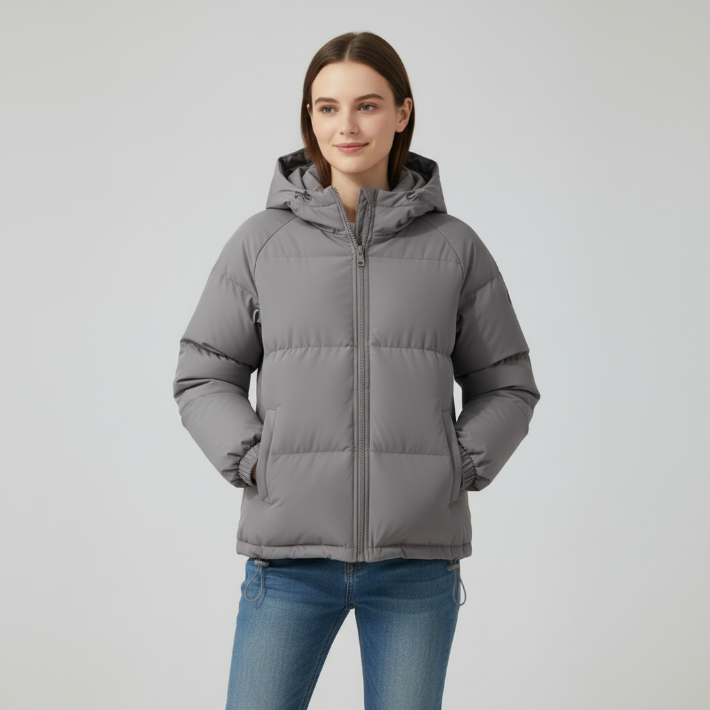 Damen Steppjacke mit Kapuze und durchgehendem Reißverschluss - J&B - 20 - Atelier-Zofia