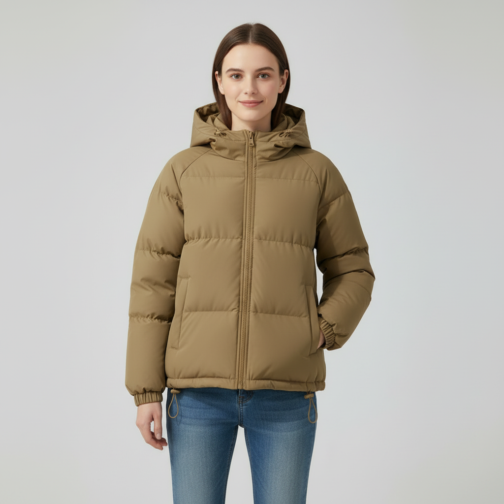 Damen Steppjacke mit Kapuze und durchgehendem Reißverschluss - J&B - 23 - Atelier-Zofia