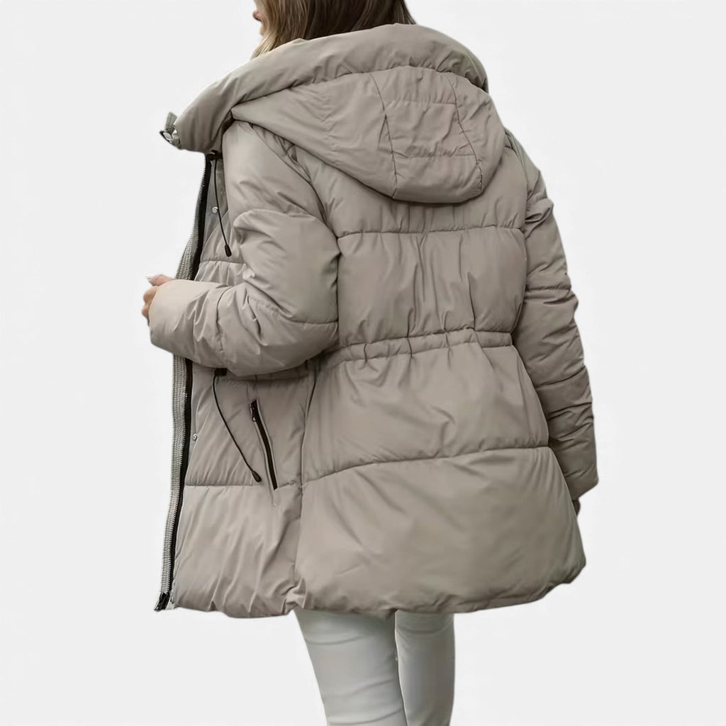 Damen Daunenjacke in langer Ausführung mit Kapuze und anpassbarem Kordelzug - J&B - 3 - Atelier-Zofia