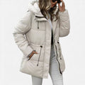 Damen Daunenjacke in langer Ausführung mit Kapuze und anpassbarem Kordelzug - J&B - 4 - Atelier-Zofia
