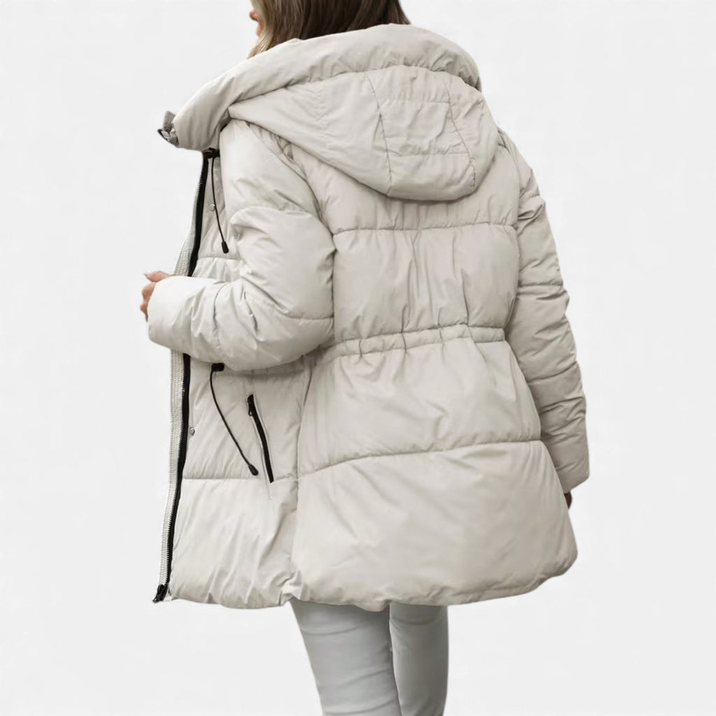 Damen Daunenjacke in langer Ausführung mit Kapuze und anpassbarem Kordelzug - J&B - 7 - Atelier-Zofia