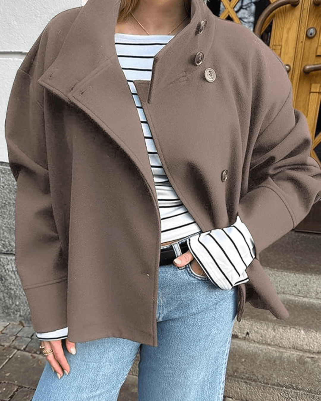 Elegante Damenjacke mit hohem Kragen und lässiger Passform - J&B - 5 - Atelier-Zofia