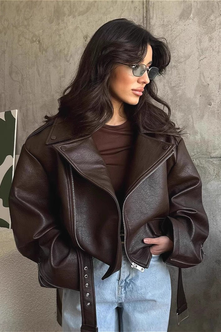 Oversized Damen Bomberjacke mit Taillengürtel - J&B - 1 - Atelier-Zofia
