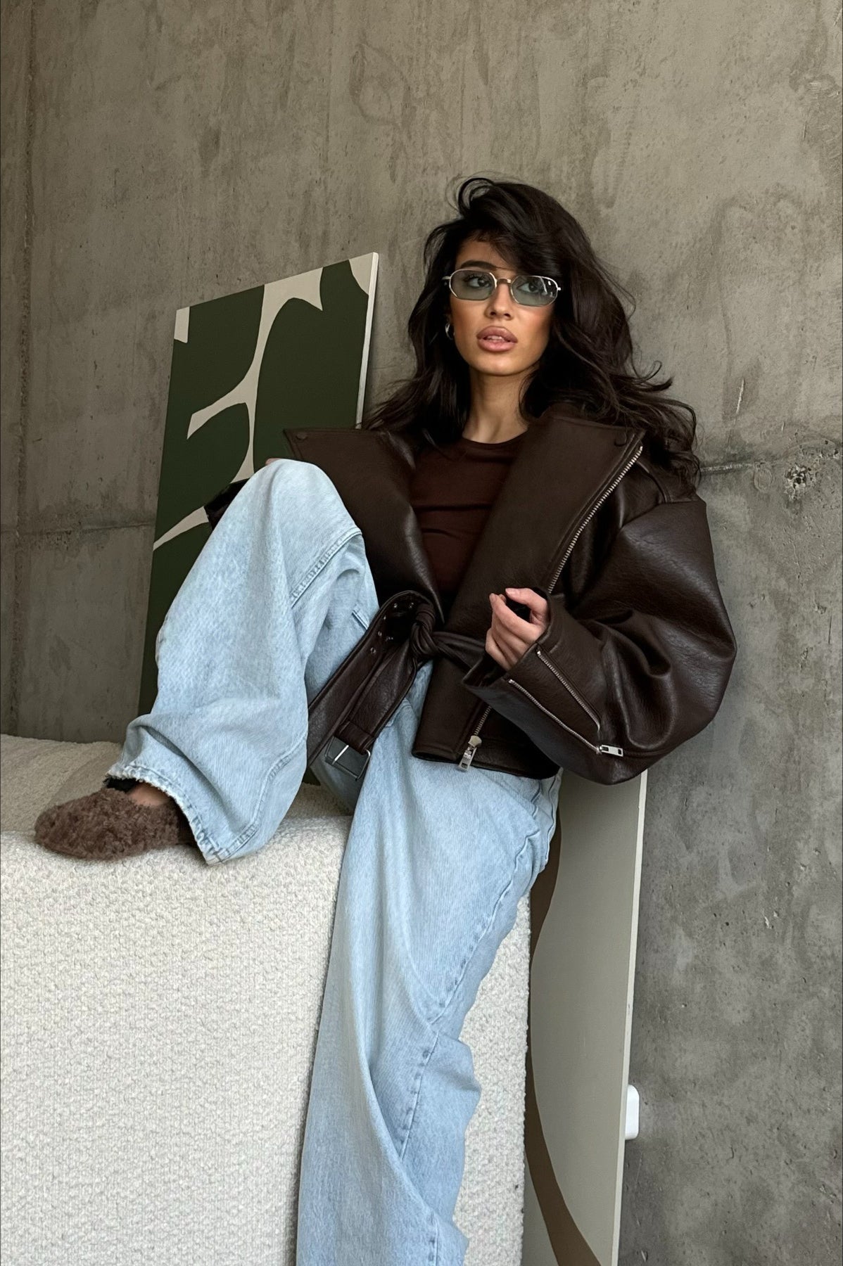 Oversized Damen Bomberjacke mit Taillengürtel - J&B - 4 - Atelier-Zofia