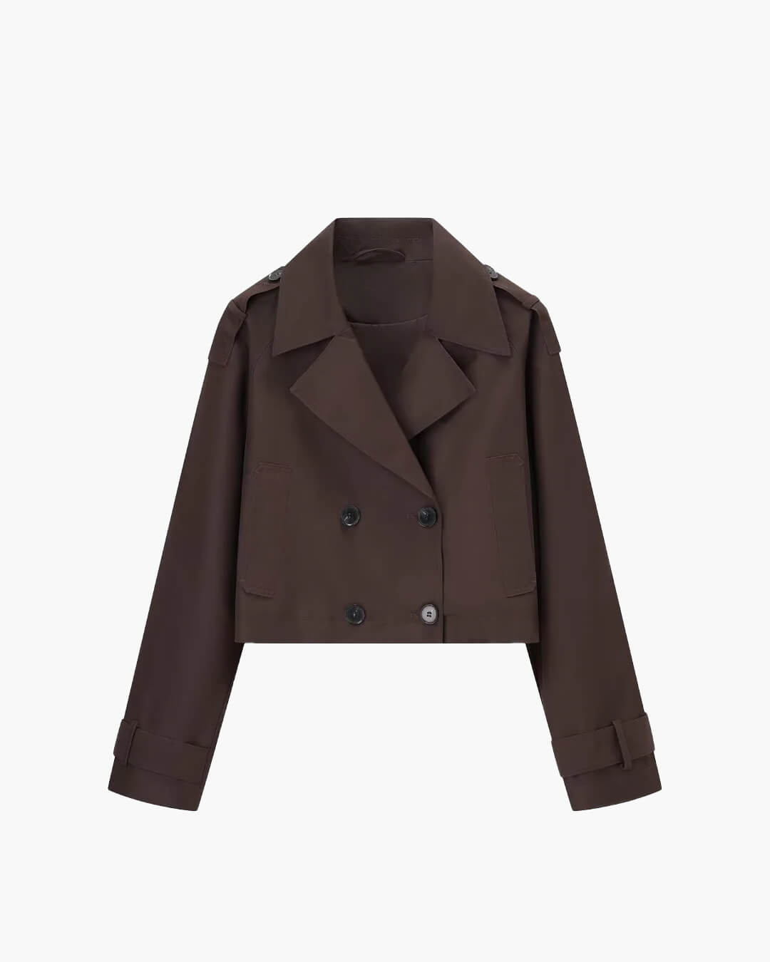Stilvolle kurze Damenjacke mit doppelreihigem Schnitt und Gürtel - J&B - 7 - Atelier-Zofia