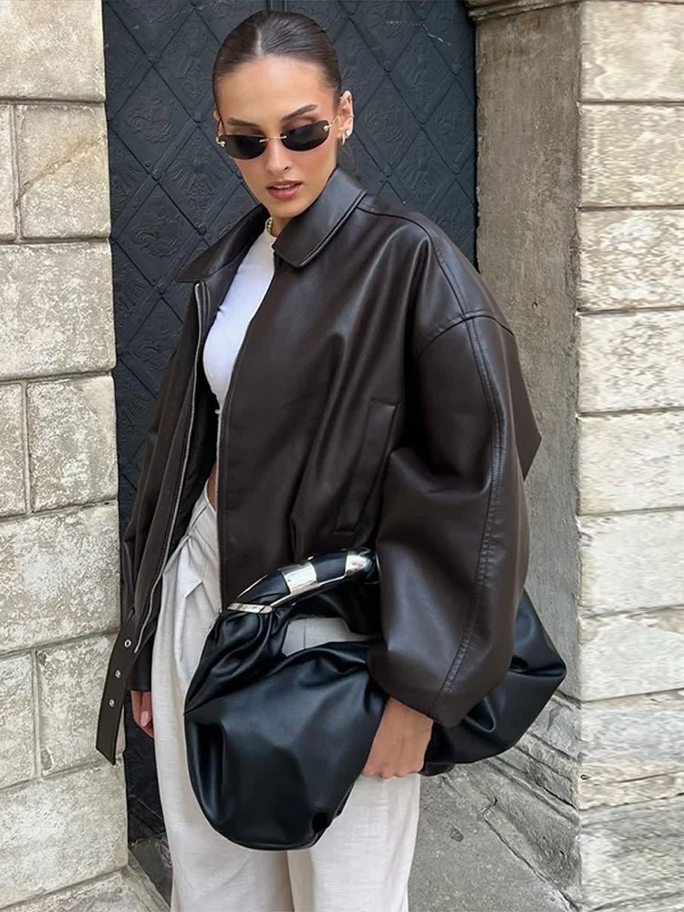 Damen Bomberjacke im Oversized-Stil mit Taillengürtel - J&B - 4 - Atelier-Zofia