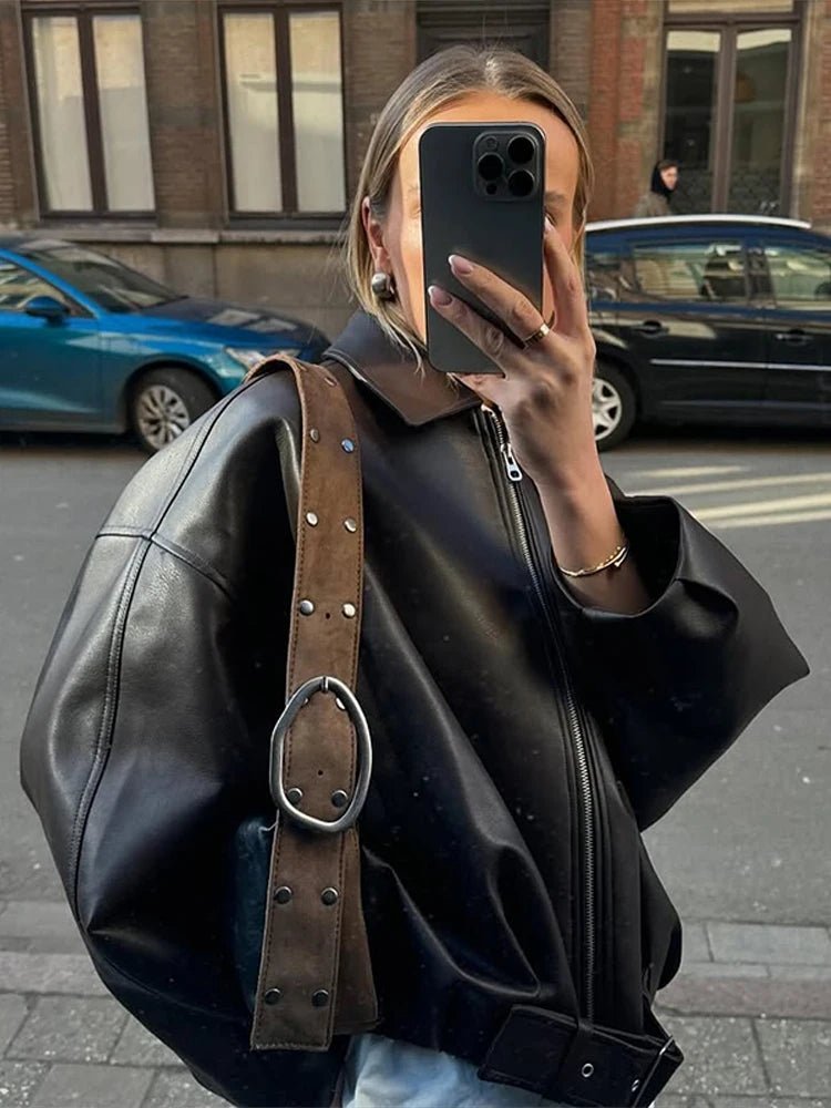 Damen Bomberjacke im Oversized-Stil mit Taillengürtel - J&B - 10 - Atelier-Zofia