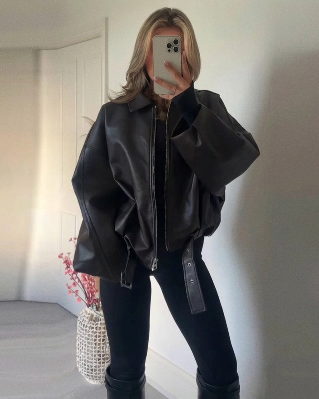Damen Bomberjacke im Oversized-Stil mit Taillengürtel - J&B - 12 - Atelier-Zofia