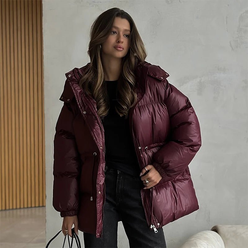 Damen Daunenjacke mit Taillenkordelzug und langer Silhouette - J&B - 3 - Atelier-Zofia