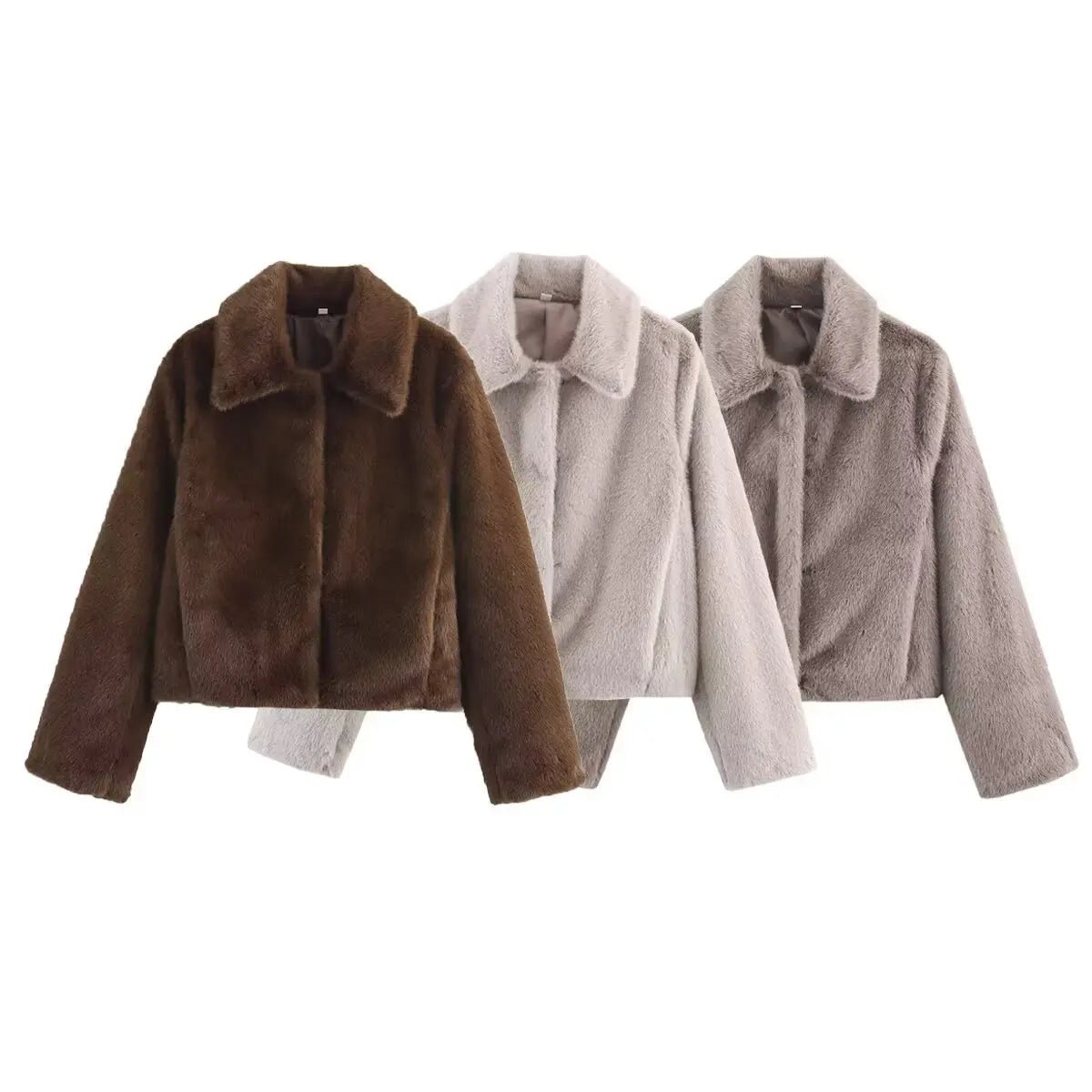 Elegante Damen Kunstfelljacke, Kurzschnitt für stilvolle Auftritte - J&B - 13 - Atelier-Zofia