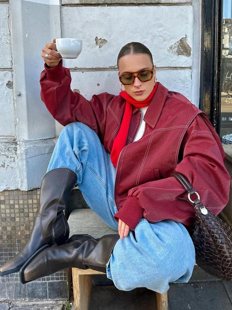 Damen Bomberjacke im Oversize-Design mit praktischen Reißverschluss - J&B - 2 - Atelier-Zofia