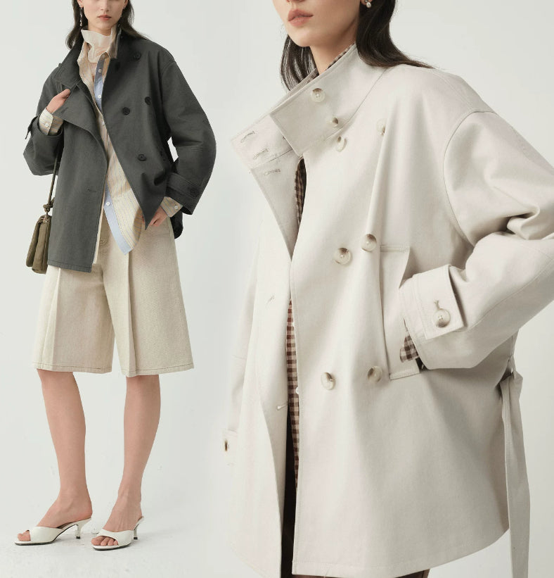 Modische Damenjacke mit doppelter Knopfleiste und lockerer Passform - J&B - 11 - Atelier-Zofia