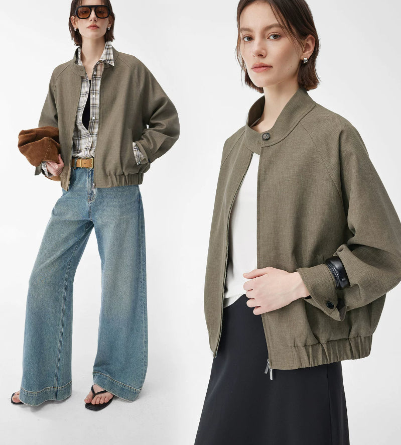 Moderne Bomberjacke für Damen mit Reißverschluss und lässigem Schnitt - J&B - 9 - Atelier-Zofia