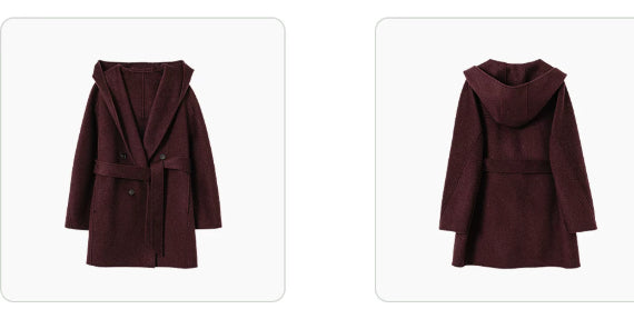 Kapuzenjacke für Damen mit tailliertem Gürtel - J&B - 4 - Atelier-Zofia