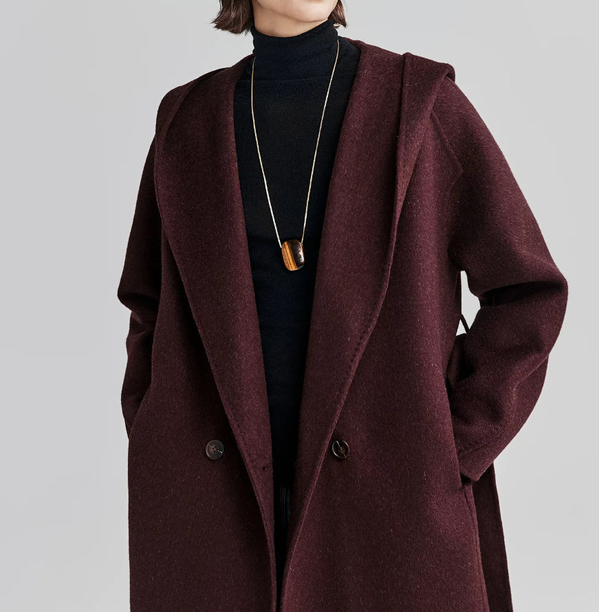 Kapuzenjacke für Damen mit tailliertem Gürtel - J&B - 5 - Atelier-Zofia