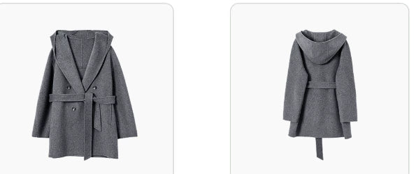 Kapuzenjacke für Damen mit tailliertem Gürtel - J&B - 8 - Atelier-Zofia