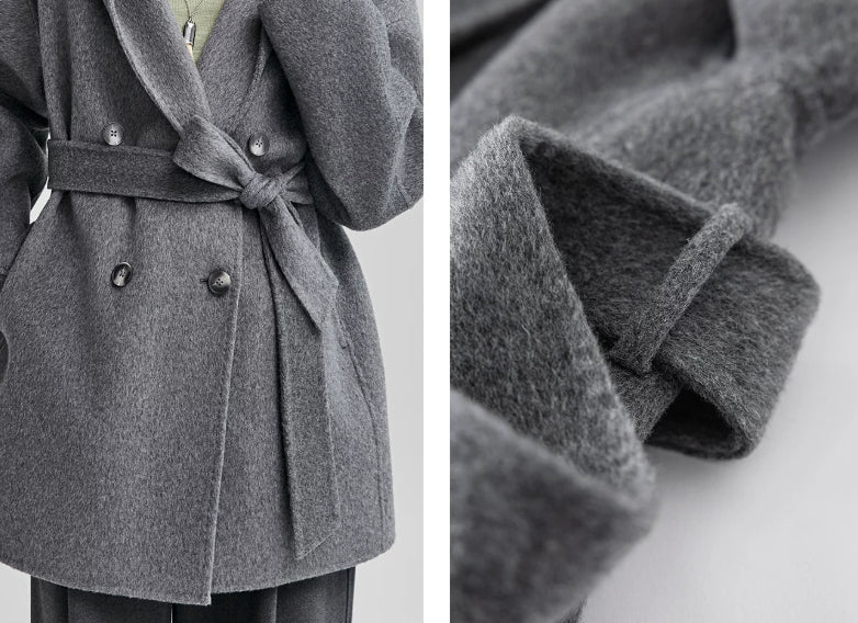 Kapuzenjacke für Damen mit tailliertem Gürtel - J&B - 9 - Atelier-Zofia