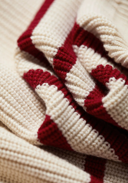 Stylischer Damenpullover mit Streifen und Reißverschluss - J&B - 2 - Atelier-Zofia