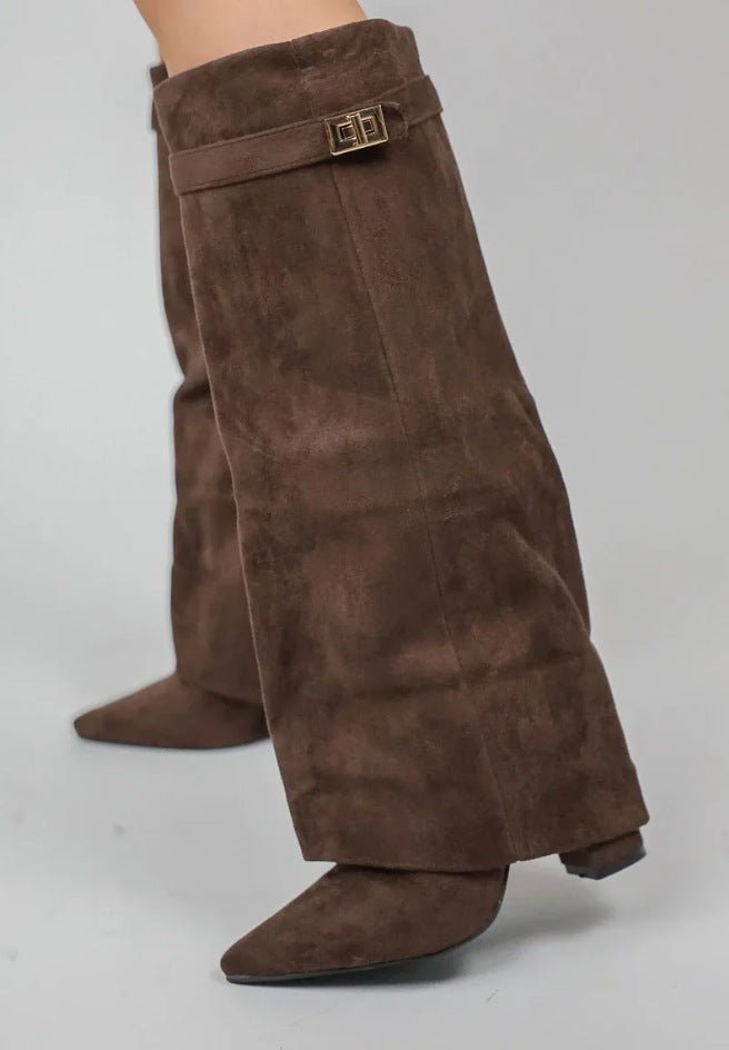Stilvolle Damen Overknee-Stiefel mit Blockabsatz - J&B - 3 - Atelier-Zofia