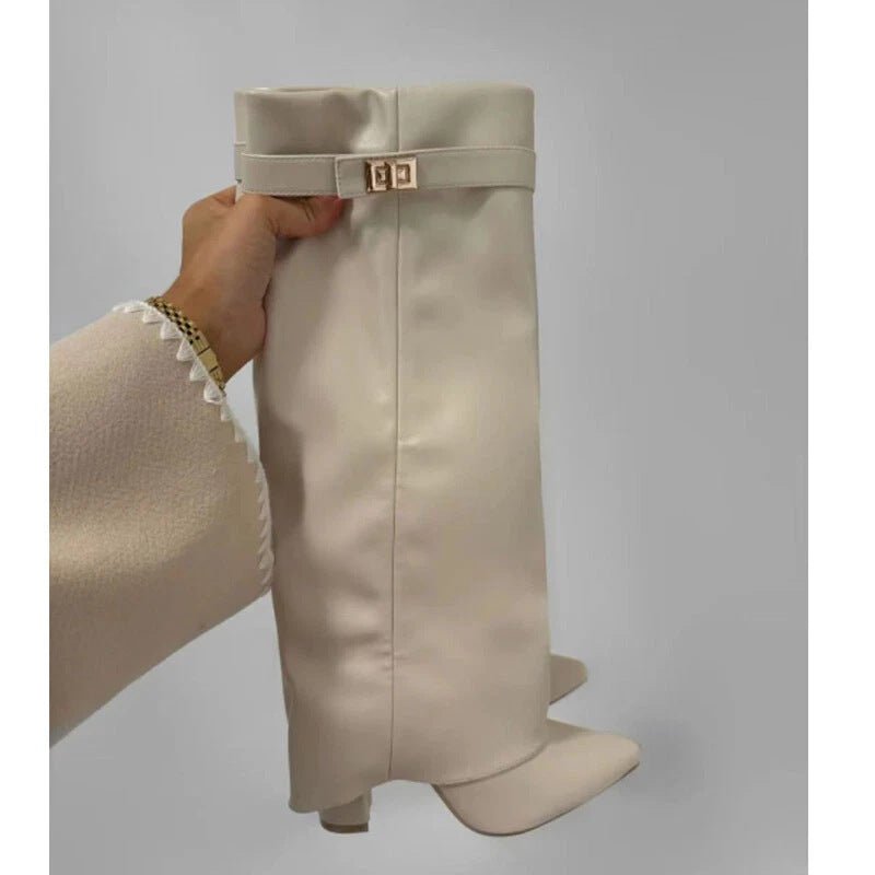 Stilvolle Damen Overknee-Stiefel mit Blockabsatz - J&B - 7 - Atelier-Zofia