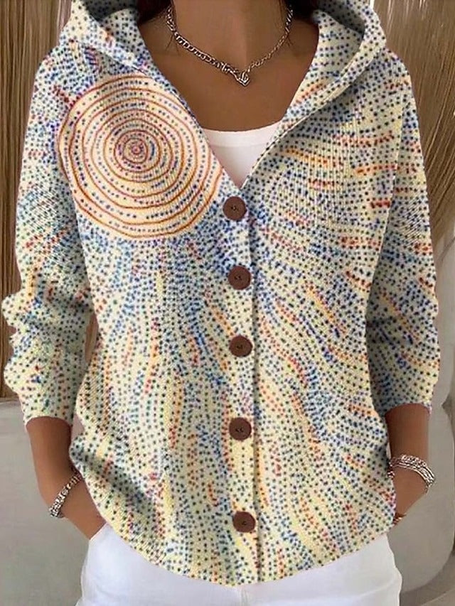 Modische Kapuzen-Strickjacke für Damen mit Knopfdetaillierung und stilvollen Mustern - J&B - 6 - Atelier-Zofia