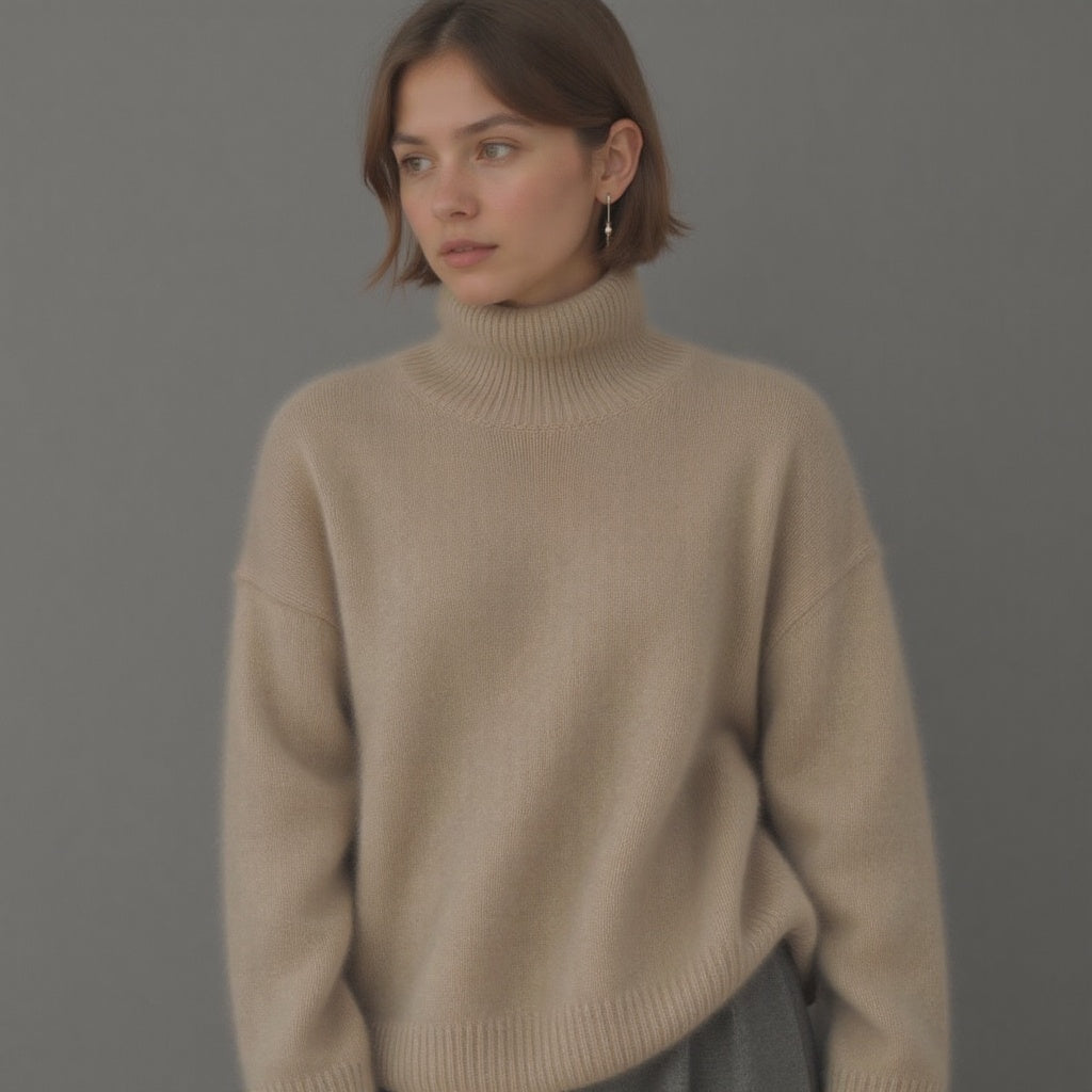 Eleganter Oversize-Kaschmirpullover für Damen mit Rollkragen – J&B - 3 - Atelier-Zofia