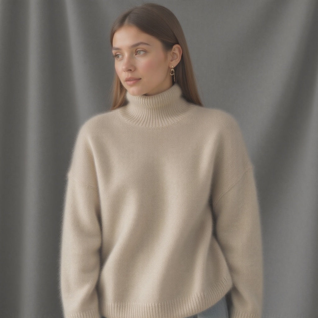 Eleganter Oversize-Kaschmirpullover für Damen mit Rollkragen – J&B - 4 - Atelier-Zofia