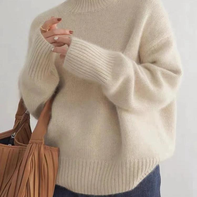 Eleganter Oversize-Kaschmirpullover für Damen mit Rollkragen – J&B - 5 - Atelier-Zofia
