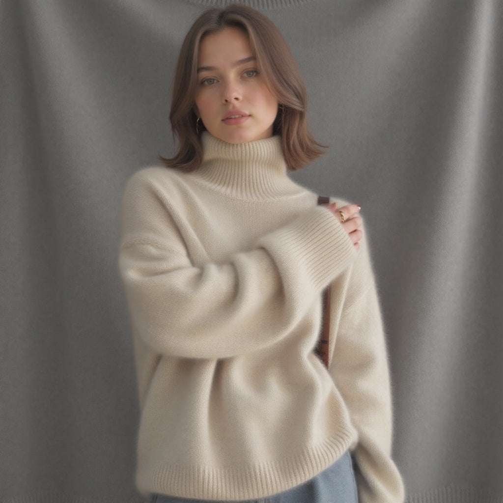 Eleganter Oversize-Kaschmirpullover für Damen mit Rollkragen – J&B - 10 - Atelier-Zofia