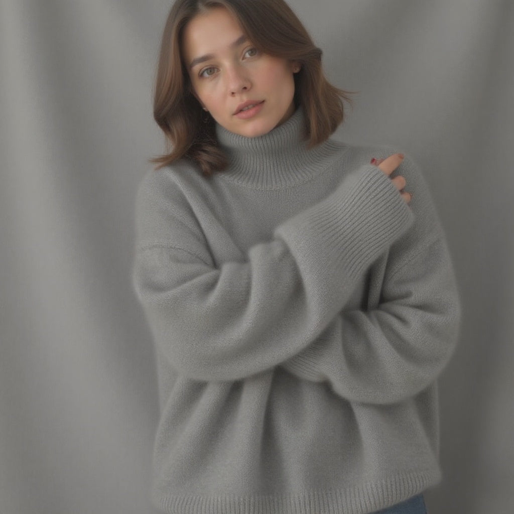 Eleganter Oversize-Kaschmirpullover für Damen mit Rollkragen – J&B - 11 - Atelier-Zofia