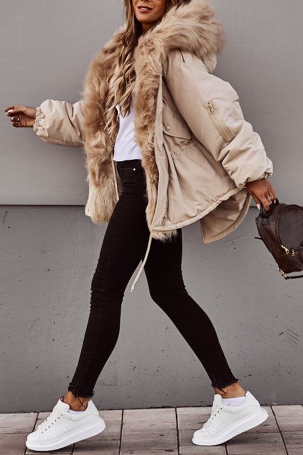 Eleganter Damen-Parka mit Kunstfell und Kapuze - J&B - 4 - Atelier-Zofia