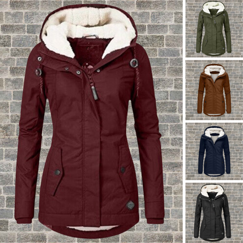 Kuschelige Damen-Winterjacke mit praktischer Kapuze - J&B - 5 - Atelier-Zofia