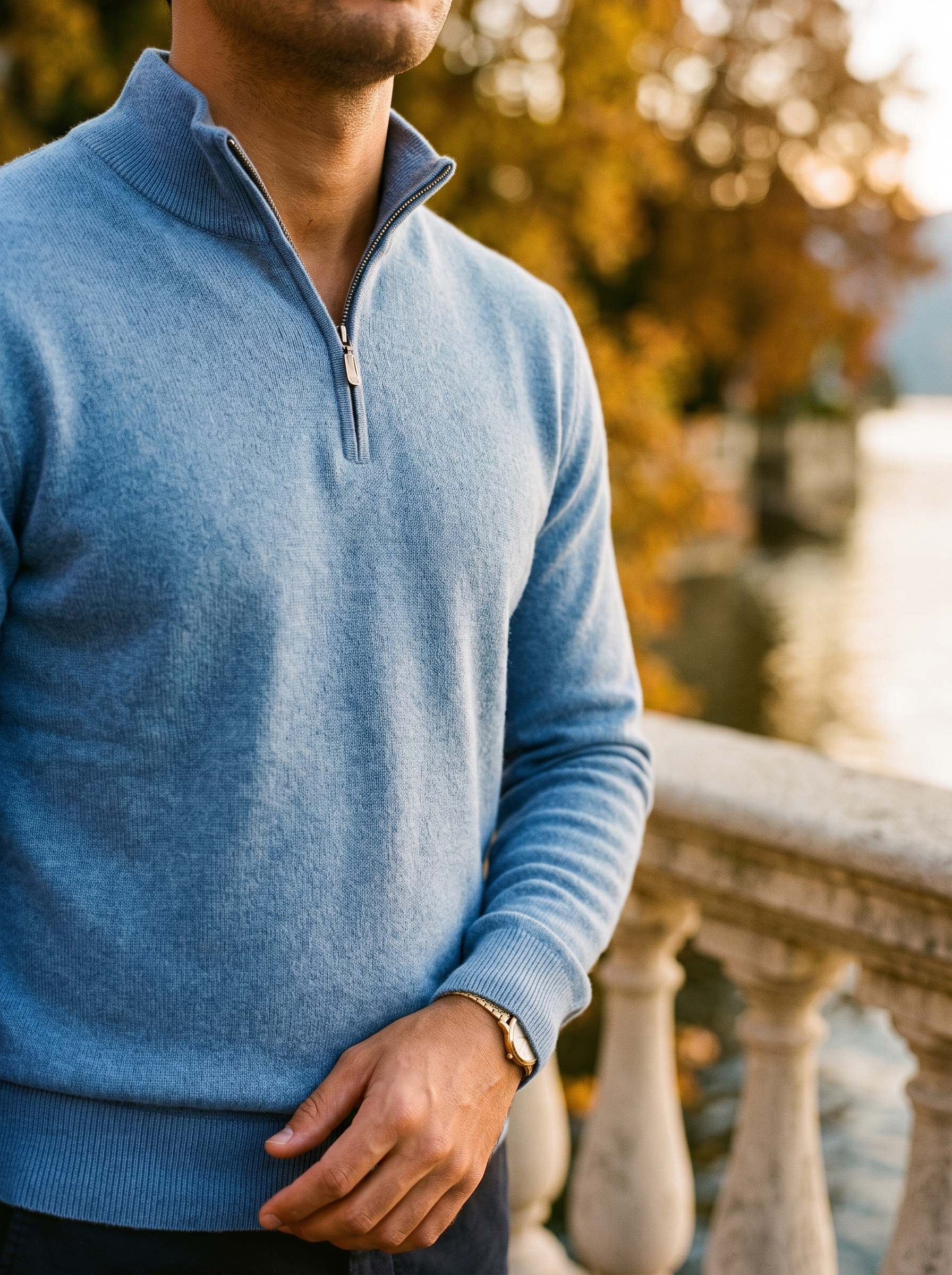 Hochwertiger Herrenpullover mit Stehkragen und Reißverschluss - J&B - 3 - Atelier-Zofia