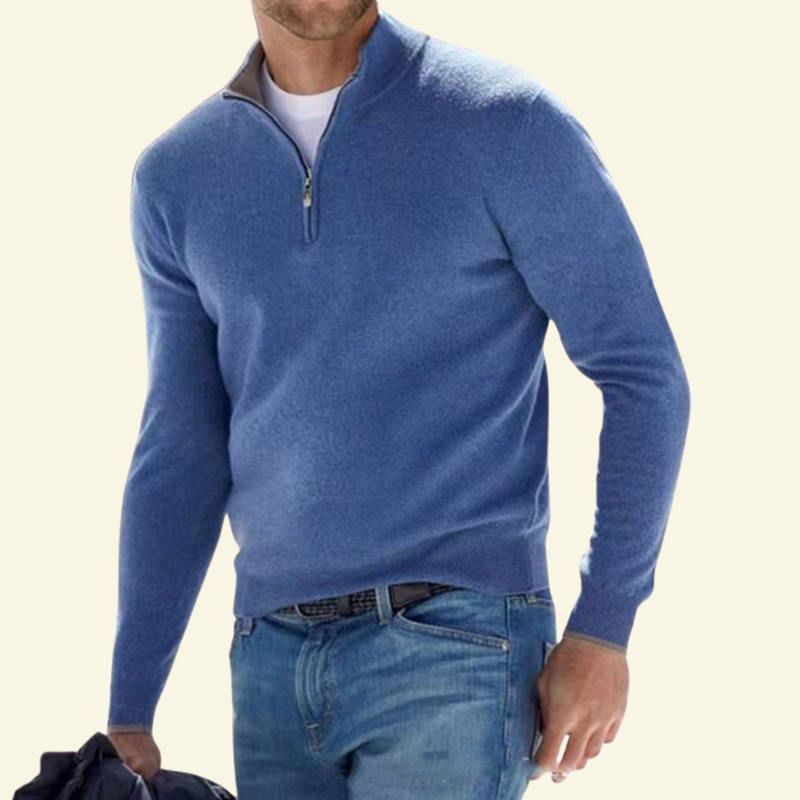 Hochwertiger Herrenpullover mit Stehkragen und Reißverschluss - J&B - 13 - Atelier-Zofia