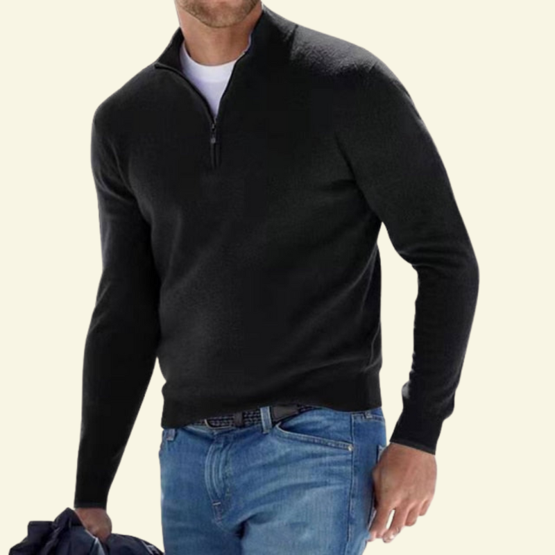 Hochwertiger Herrenpullover mit Stehkragen und Reißverschluss - J&B - 14 - Atelier-Zofia