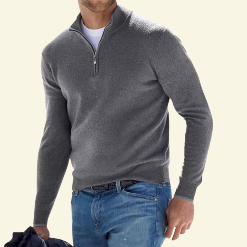 Hochwertiger Herrenpullover mit Stehkragen und Reißverschluss - J&B - 16 - Atelier-Zofia