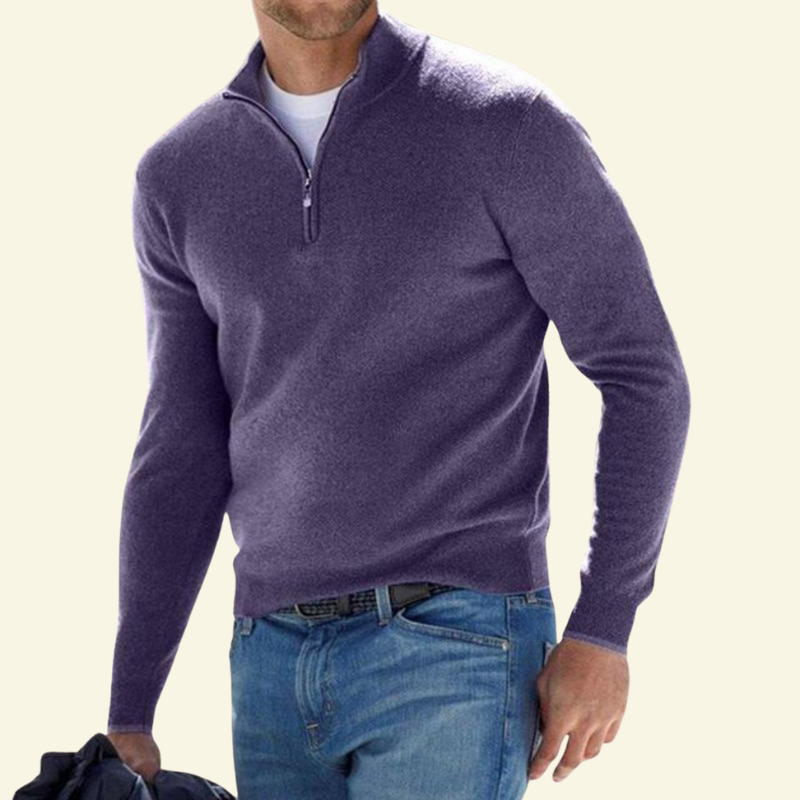Hochwertiger Herrenpullover mit Stehkragen und Reißverschluss - J&B - 17 - Atelier-Zofia