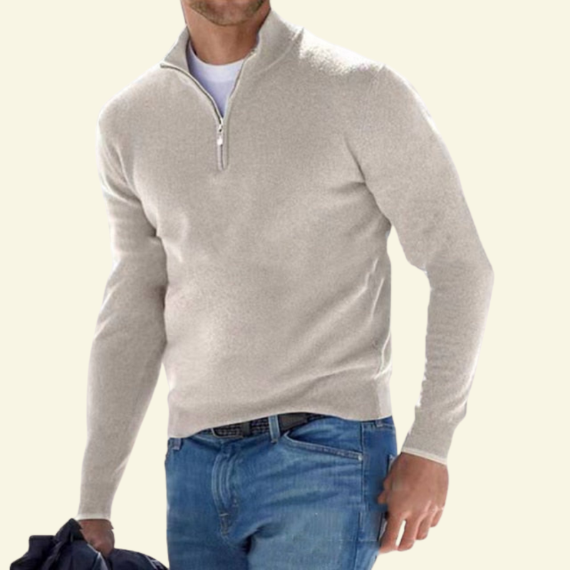 Hochwertiger Herrenpullover mit Stehkragen und Reißverschluss - J&B - 18 - Atelier-Zofia