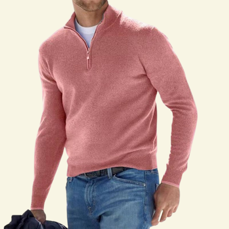 Hochwertiger Herrenpullover mit Stehkragen und Reißverschluss - J&B - 19 - Atelier-Zofia