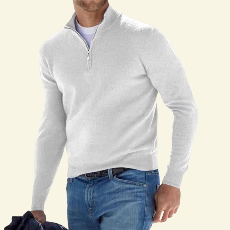 Hochwertiger Herrenpullover mit Stehkragen und Reißverschluss - J&B - 20 - Atelier-Zofia