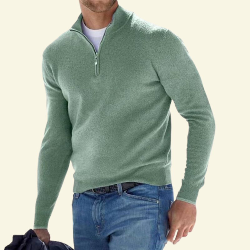 Hochwertiger Herrenpullover mit Stehkragen und Reißverschluss - J&B - 21 - Atelier-Zofia