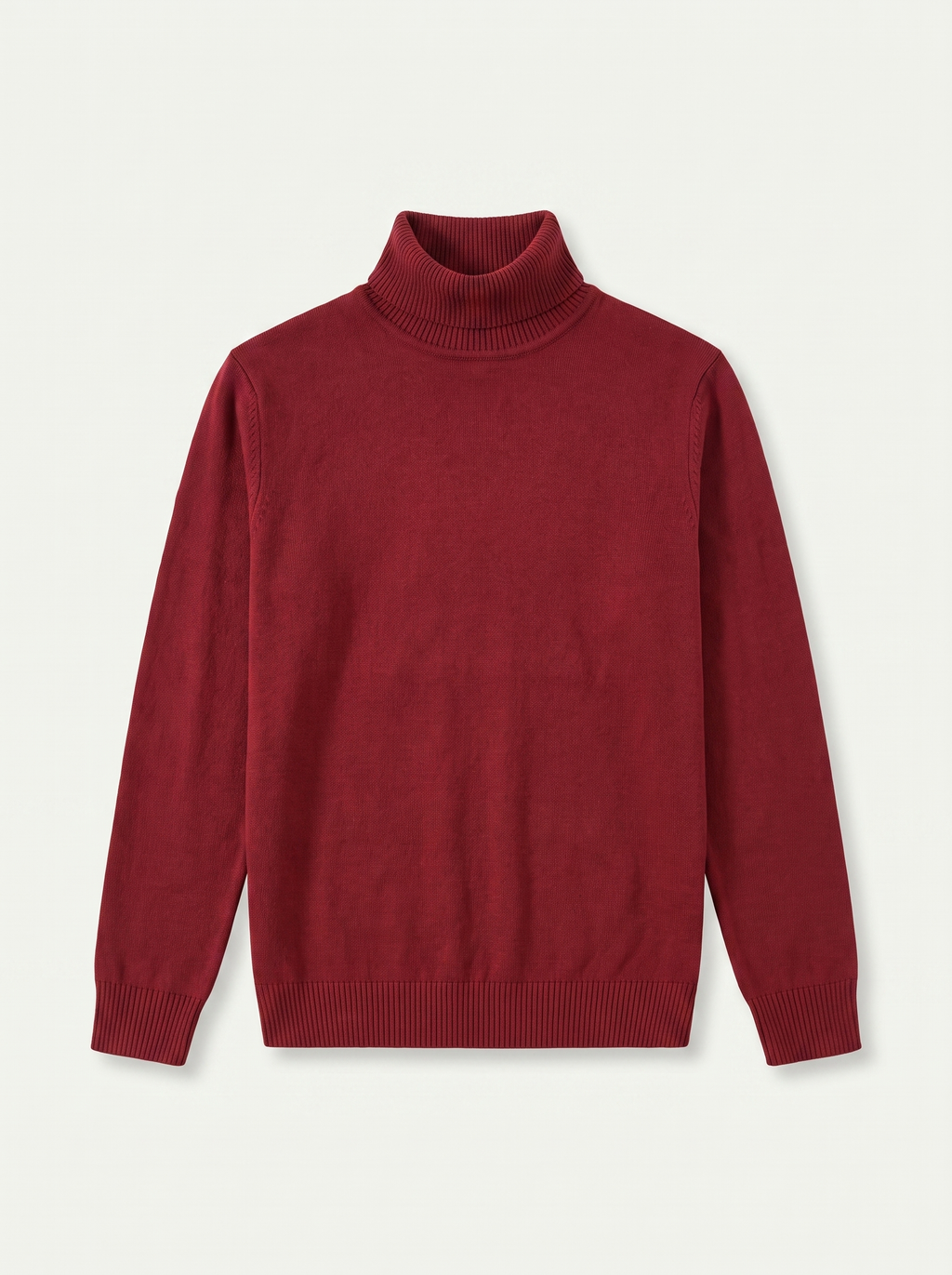 Burgunderfarbener Rollkragenpullover für Herren mit klassischer Schnittführung - J&B - 5 - Atelier-Zofia